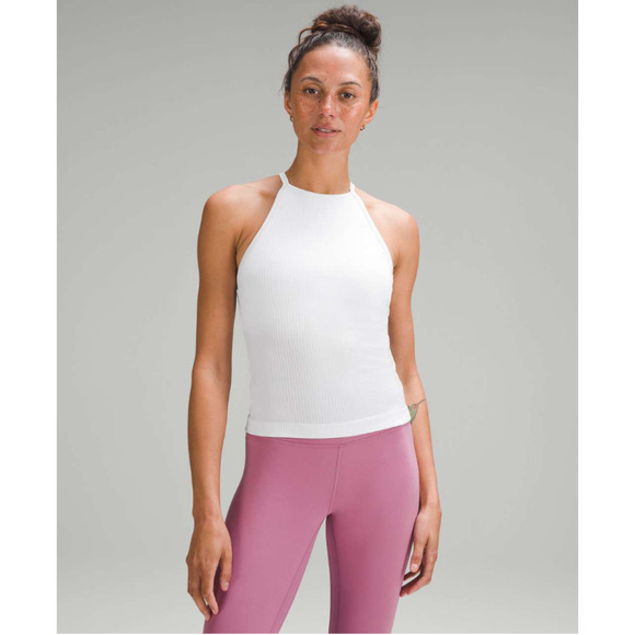 RARE Lululemon High-Neck Tight Fit Tank Top White 6 NWOT - Picture 2 of 11